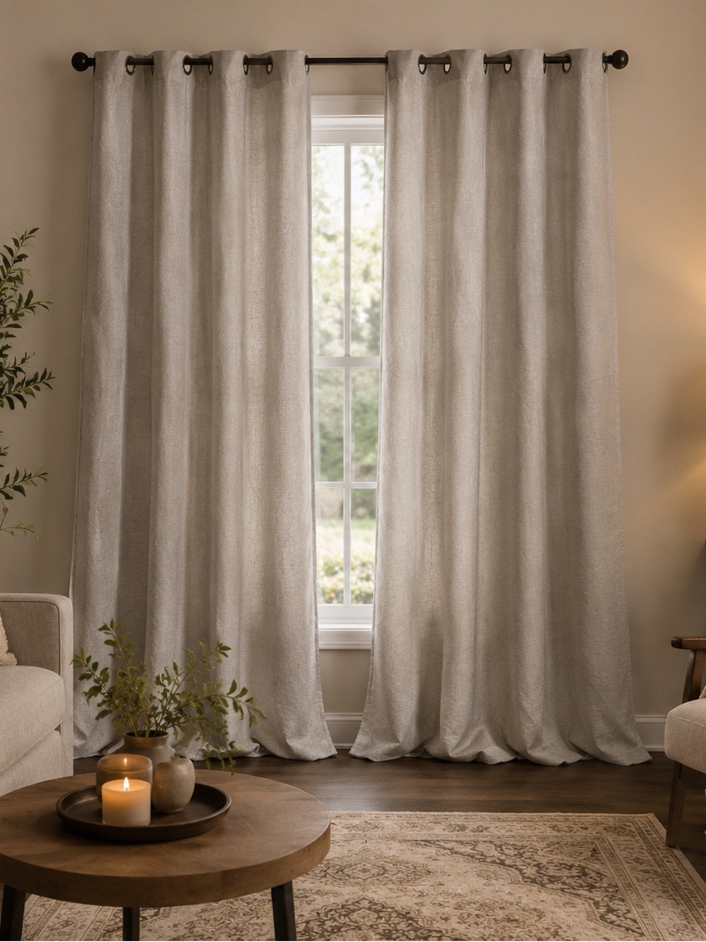 Neutral Textured Blackout Drapery Panels - Light Gray 52 X 96. Set of 2